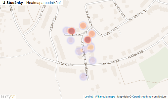 Mapa U Studánky - Firmy v ulici.