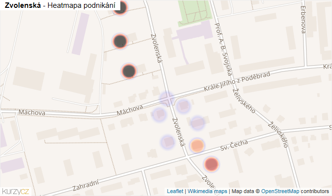 Mapa Zvolenská - Firmy v ulici.