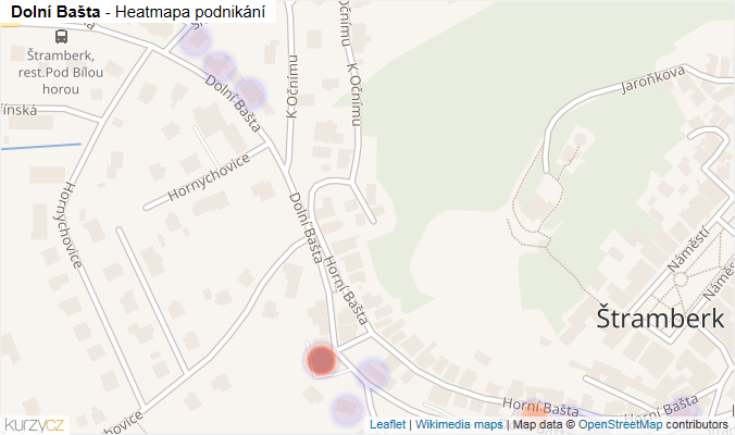 Mapa Dolní Bašta - Firmy v ulici.