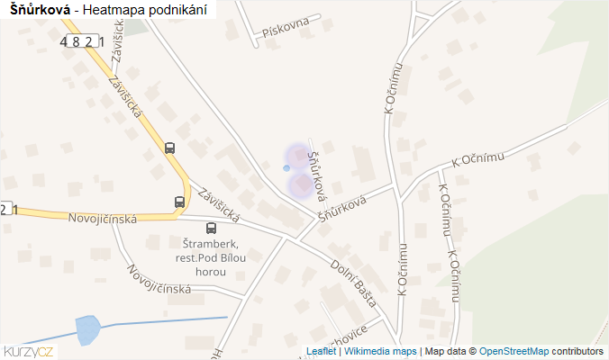 Mapa Šňůrková - Firmy v ulici.