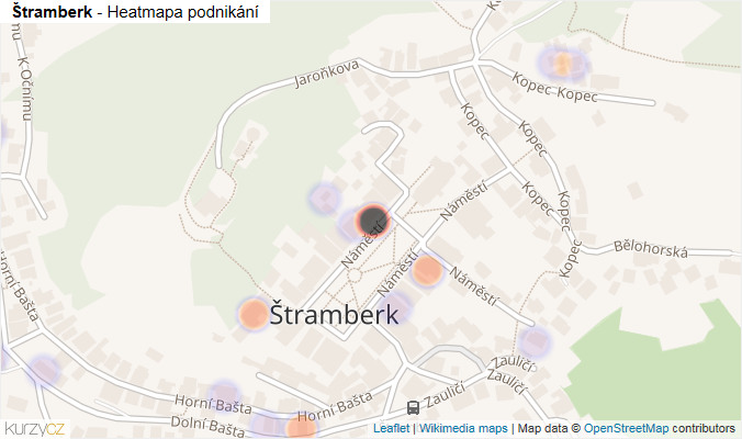 Mapa Štramberk - Firmy v části obce.