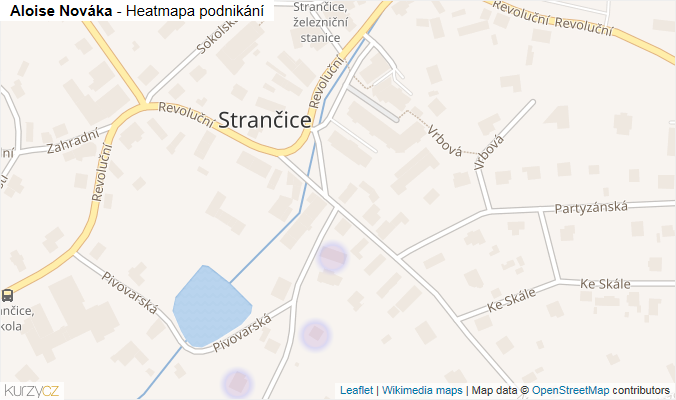 Mapa Aloise Nováka - Firmy v ulici.