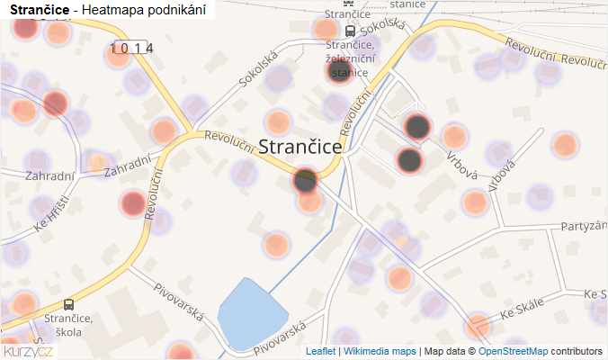 Mapa Strančice - Firmy v části obce.
