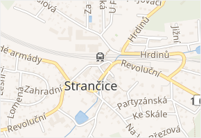 Ulička v obci Strančice - mapa ulice