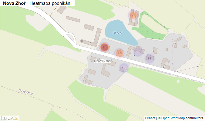 Mapa Nová Zhoř - Firmy v části obce.