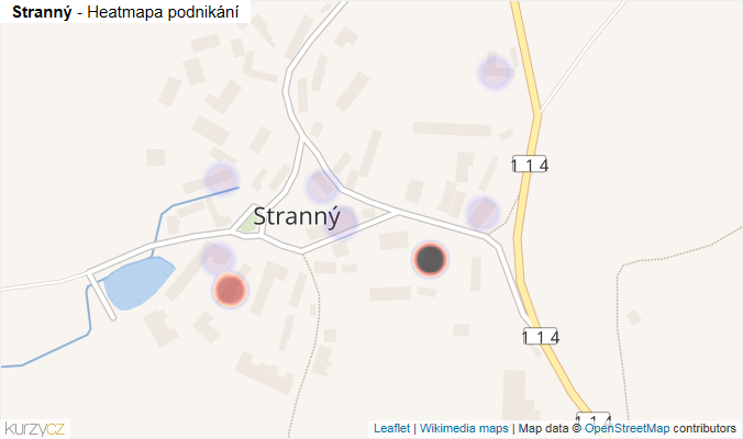 Mapa Stranný - Firmy v části obce.