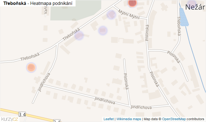 Mapa Třeboňská - Firmy v ulici.