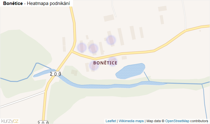 Mapa Bonětice - Firmy v části obce.