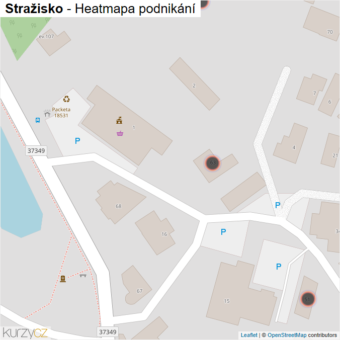 Mapa Stražisko - Firmy v obci.