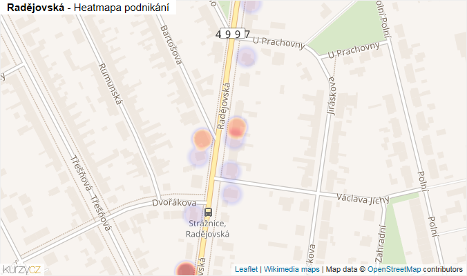 Mapa Radějovská - Firmy v ulici.