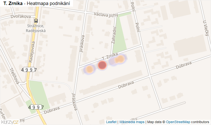 Mapa T. Zrníka - Firmy v ulici.