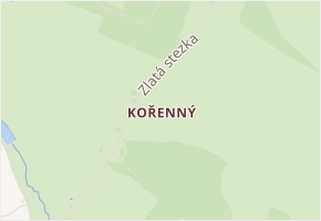 Kořenný v obci Strážný - mapa části obce