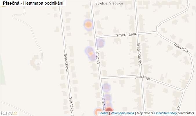 Mapa Písečná - Firmy v ulici.