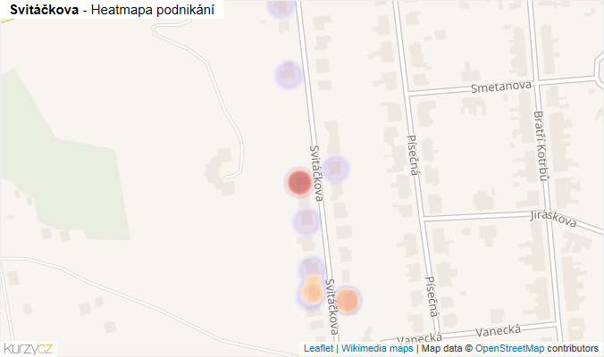 Mapa Svitáčkova - Firmy v ulici.