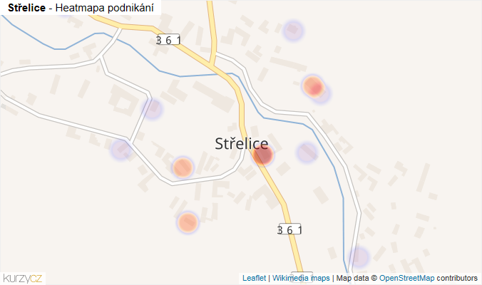 Mapa Střelice - Firmy v části obce.