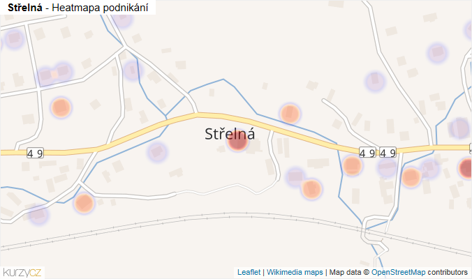 Mapa Střelná - Firmy v části obce.