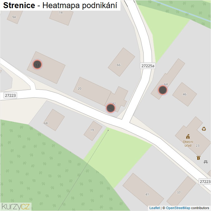 Mapa Strenice - Firmy v obci.