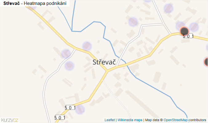 Mapa Střevač - Firmy v části obce.
