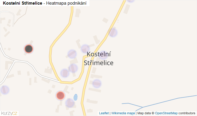 Mapa Kostelní Střimelice - Firmy v části obce.