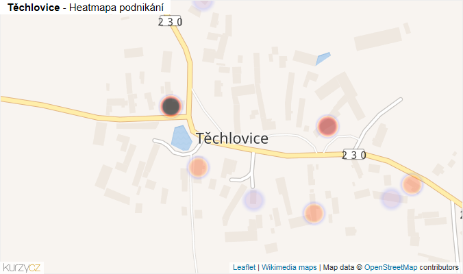 Mapa Těchlovice - Firmy v části obce.