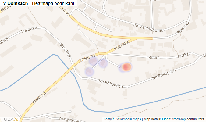 Mapa V Domkách - Firmy v ulici.