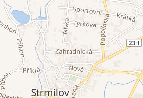 Zahradnická v obci Strmilov - mapa ulice