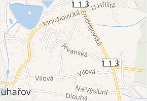 Jevanská v obci Struhařov - mapa ulice