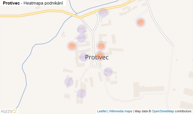 Mapa Protivec - Firmy v části obce.