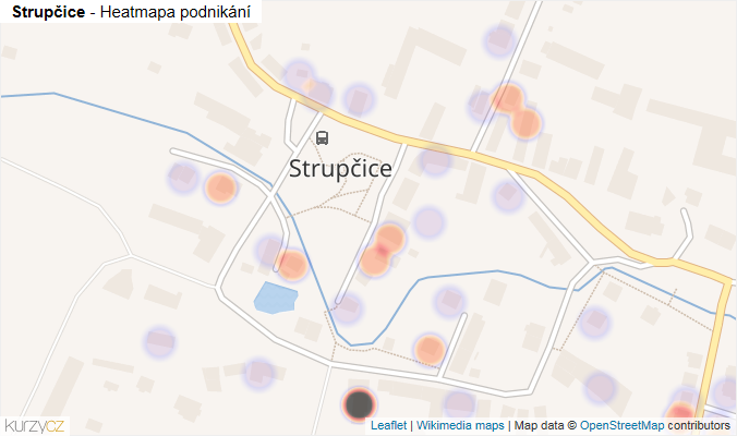Mapa Strupčice - Firmy v části obce.