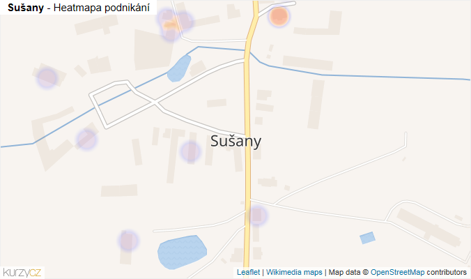 Mapa Sušany - Firmy v části obce.