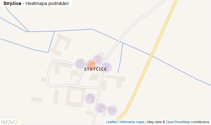 Mapa Strýčice - Firmy v části obce.