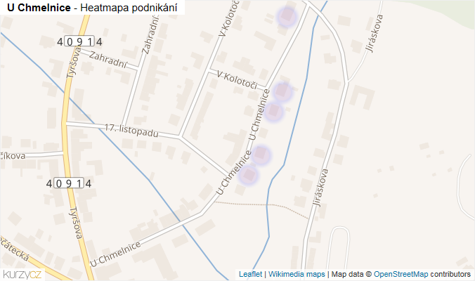 Mapa U Chmelnice - Firmy v ulici.