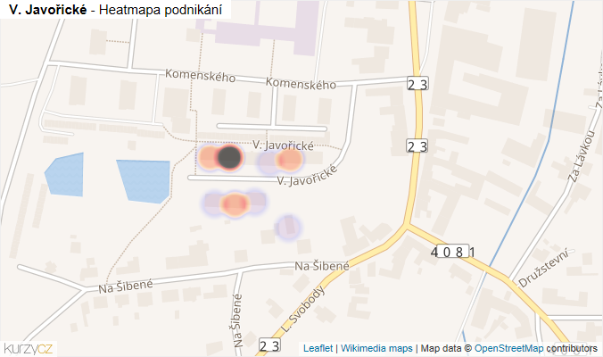 Mapa V. Javořické - Firmy v ulici.