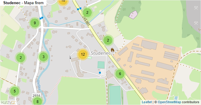 Studenec - mapa firem