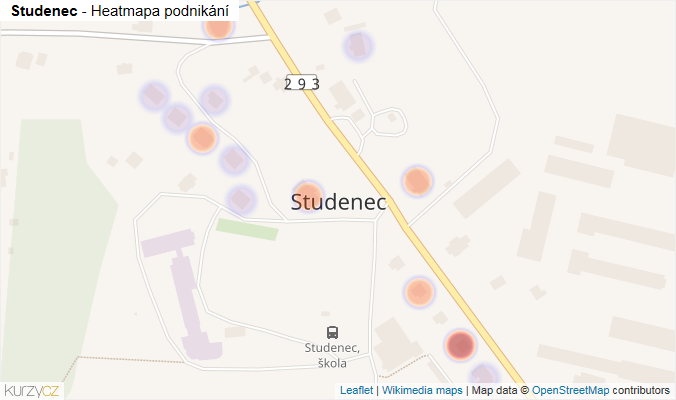 Mapa Studenec - Firmy v části obce.
