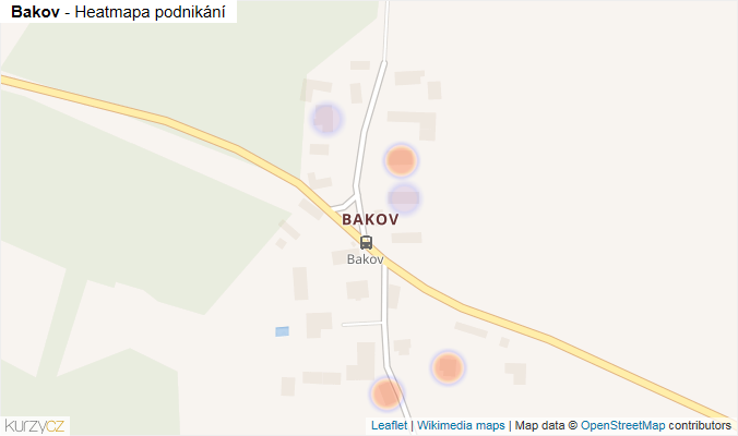 Mapa Bakov - Firmy v části obce.