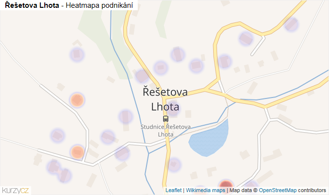 Mapa Řešetova Lhota - Firmy v části obce.