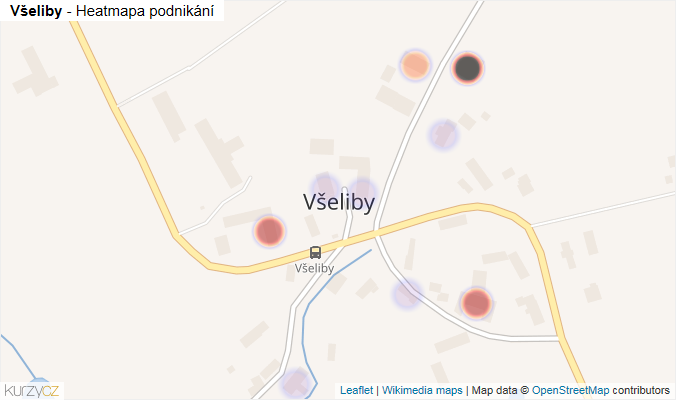 Mapa Všeliby - Firmy v části obce.