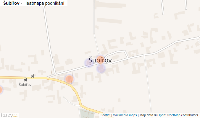Mapa Šubířov - Firmy v části obce.