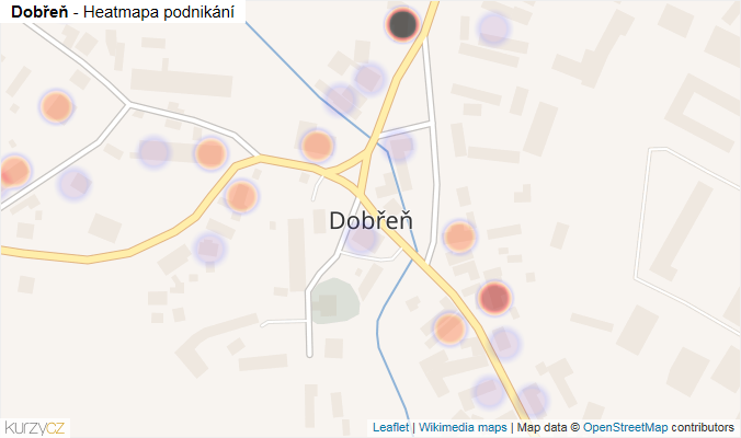 Mapa Dobřeň - Firmy v části obce.