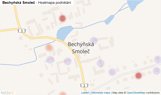 Mapa Bechyňská Smoleč - Firmy v části obce.