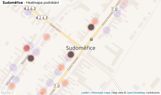 Mapa Sudoměřice - Firmy v části obce.