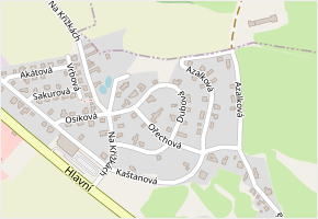Dubová v obci Sulice - mapa ulice