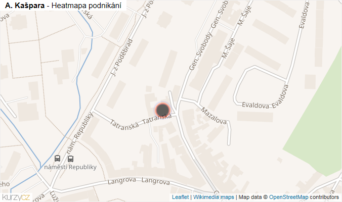 Mapa A. Kašpara - Firmy v ulici.