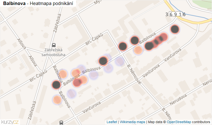 Mapa Balbínova - Firmy v ulici.