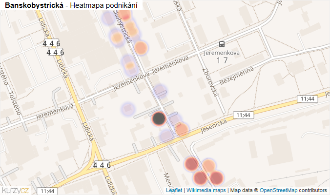 Mapa Banskobystrická - Firmy v ulici.