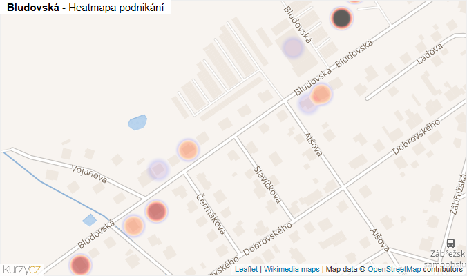 Mapa Bludovská - Firmy v ulici.