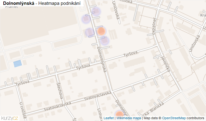 Mapa Dolnomlýnská - Firmy v ulici.