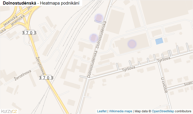Mapa Dolnostudénská - Firmy v ulici.