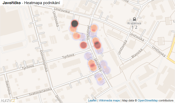 Mapa Javoříčko - Firmy v ulici.